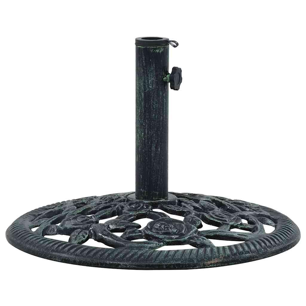 Stojak na parasol przeciwsłoneczny, zielony, żeliwo, 9 kg, 40 cm, stabilna podstawa parasola z adapterem do drążków parasola 35, 38, 48 mm, na balkon, taras, do ogrodu, patio