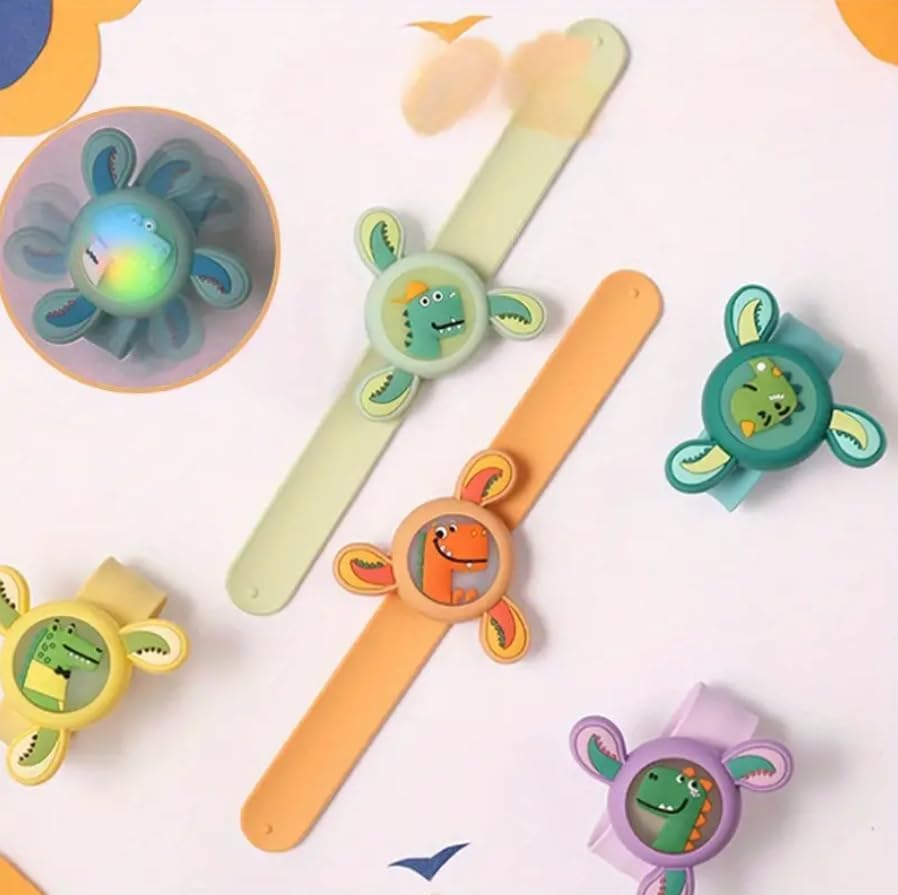 Kids LED Light Rakhi Spinning Bracelet Slap Band, Mosquito Repellent With Essential Oils For Kids, Baby Spinner Waterproof Wrist Band (PACK OF 1) (2, Standard) 4