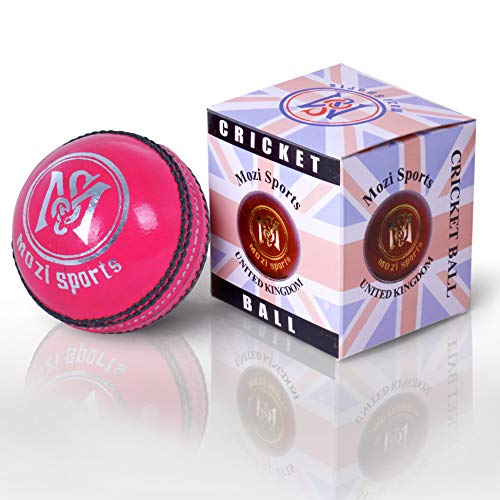 Mozi Sports® Leather Cricket Ball Senior Hand Stitched Match Quality Balls Weight 5.50Oz (Pink) #TOP3