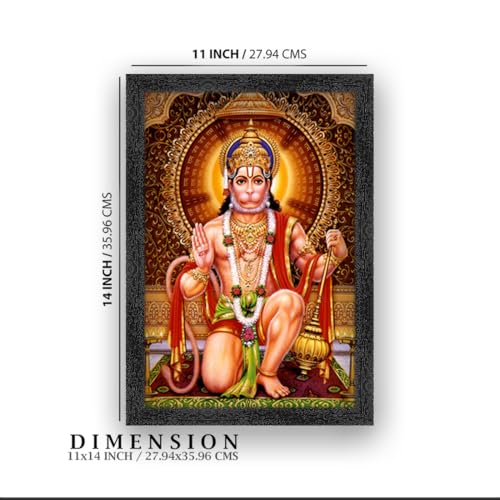 Image of Hanuman Ji hanumanji Photo Frame, Black, Sparkle Coated Laminations, 11x14 Inch 2304