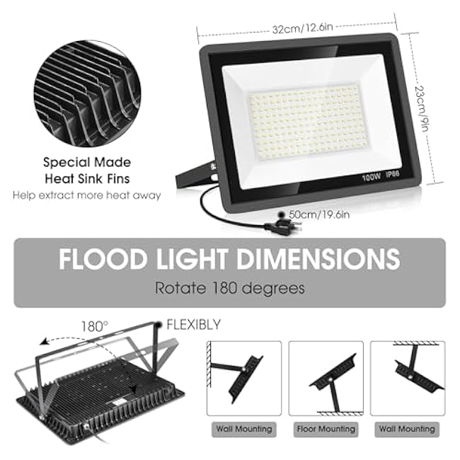 Led Flood Lights 100W FloodLight 5000K Daylight White