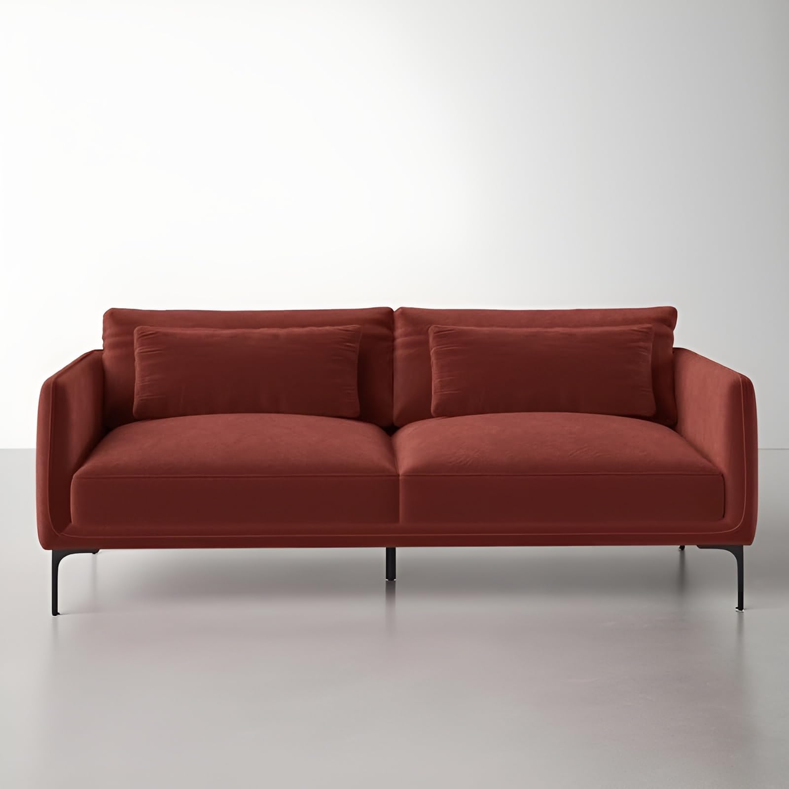 Seater Sofa Square Arm Sofa' Three Seater Sofa for Living Room Guest Room Hotels Office (Rust)-image-24