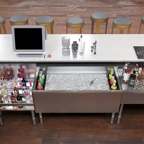Image of AmGood 18.5 in. x 48 in. Underbar Ice Bin with Sliding Lid | NSF | Stainless Steel Ice Chest with Sliding Lid