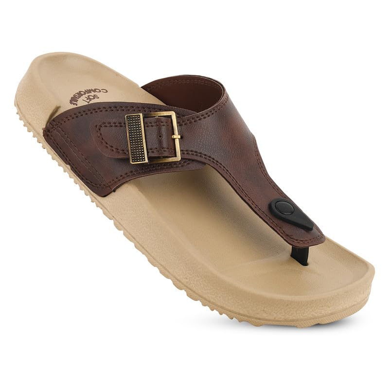 Image of Men's Slippers | Stylish & Comfortable Flip-Flop Slippers for Men | EVA Sole Material | Slip Resistant | Durable & Lightweight Men Chappal for Daily Use (GF-Eva-112)