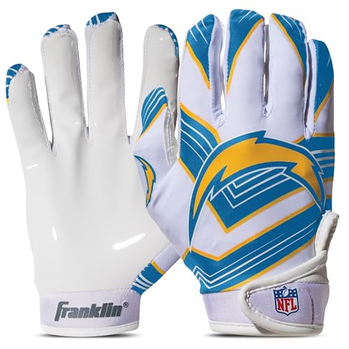 Image of Franklin Sports Youth NFL Football Receiver Gloves - Kids Football Gloves Pair - NFL Team Logos and Silicone Palm