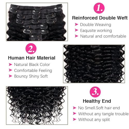 Extensiones de cabello rizado natural con clip de onda profunda de 8 piezas 5