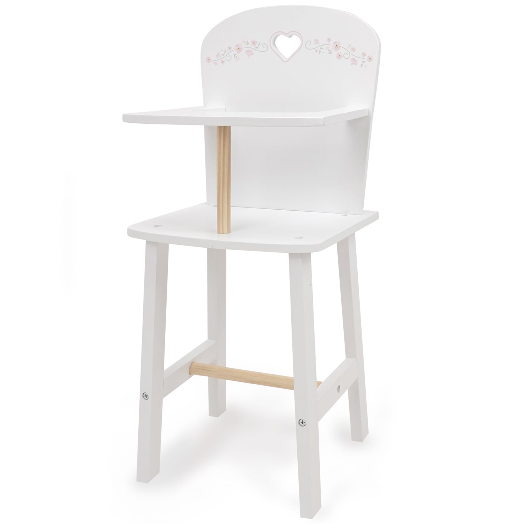 509 Crew: Little Flora - Seggiolone per bambole in legno - Fiore-Bianco-Rosa, Stazione di alimentazione, Bambole e animali di peluche, giocattolo finto gioco, bambino 3+