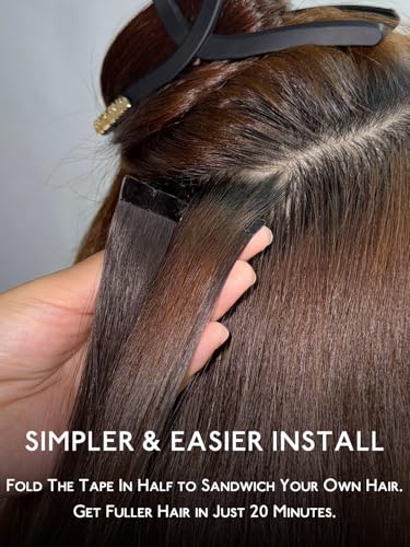 Image of WENNALIFE 3.15 inch Wide Tape in Hair Extensions Human Hair, Tape in Weft
