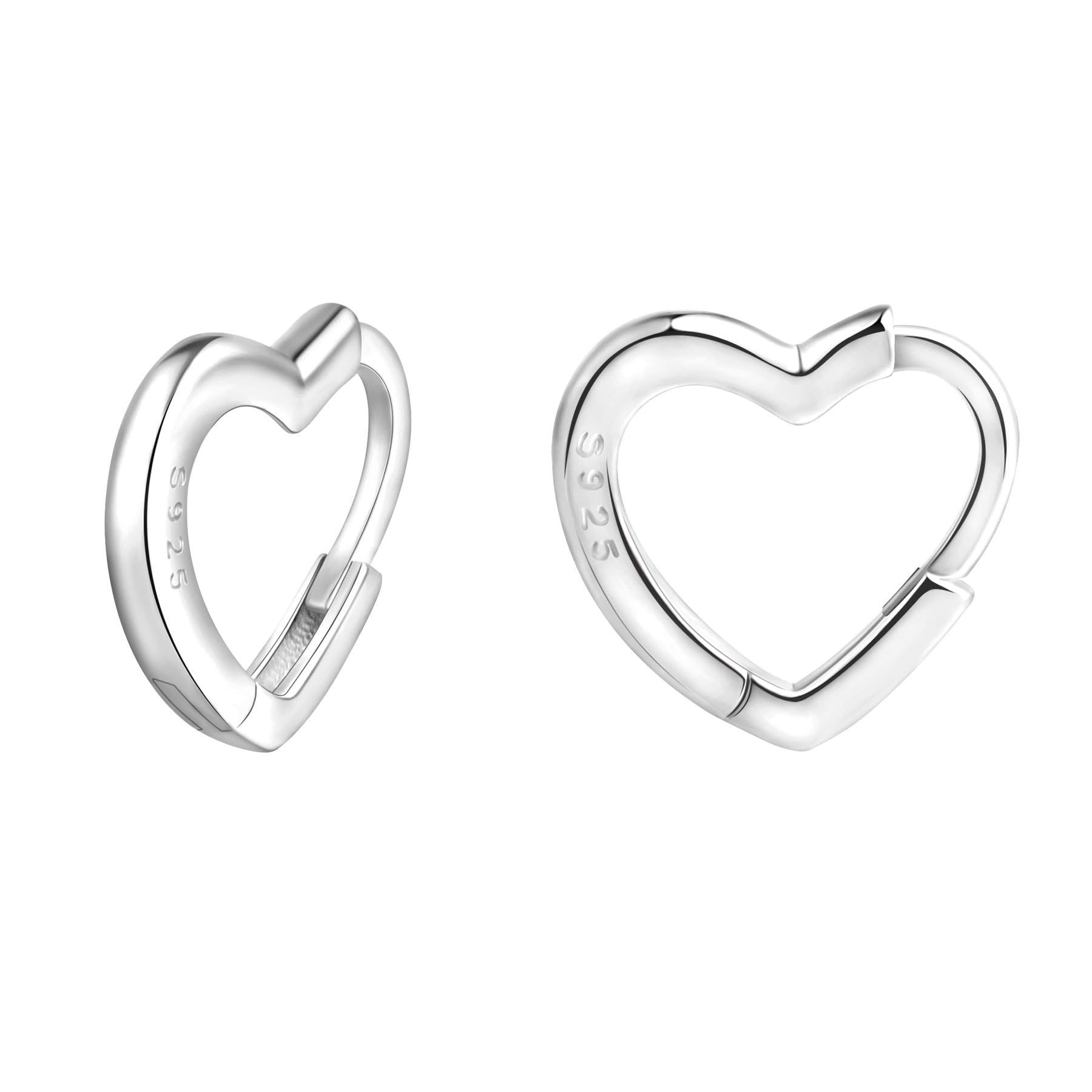 Orecchini a cerchio a forma di cuore, in argento Sterling 925
