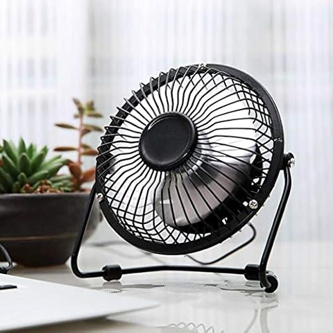 Sarekung Portable USB Powered Desk Mini Fan Vintage Metal Cooler Fan Cooling Mute Quiet - Small Table Fan with Switch on/off, Great for Desktop Tabletop Office & Travel - 14cm/5.51inch Cover