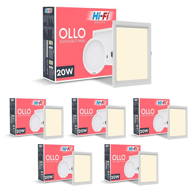 Image of Hi-Fi OLLO 20-watt Square LED Downlighter | LED Ceiling Light for Home and Hall | Cut Out: 68 mm, Color: Warm White Light, (3000K) Pack of 6-Polycarbonate