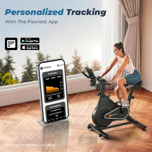 Image of Flexnest Flexbike 2026 Smart Exercise Cycle for Home | Bluetooth App Connected Spin Bike with 500+ Live Classes | 7Kg Flywheel, 100 Resistance Levels | 120Kg Capacity Indoor Fitness Bike (Flexbike EZ)