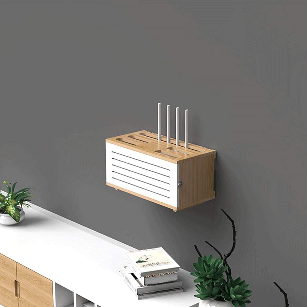 ❀❀❀Wifi-Router-Regal,Desktop-Deko-Box, Aufbewahrungsbox for kabellose Router – Regal aus massivem Material, Set-Top-Box-Rack, Power-Code-Finishing-Box, Steckdosenaufbewahrung, WiFi-Wandhalterung (Farb