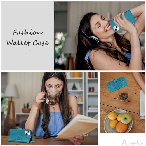 Ateeky Wallet Case for iPhone 15,[RFID Blocking] 3 Card Holder with Credit Card Slot Magnetic Protective Flip Leather Cover for iPhone 15 (Dark Blue) by Ateeky - Used condition - Image 7