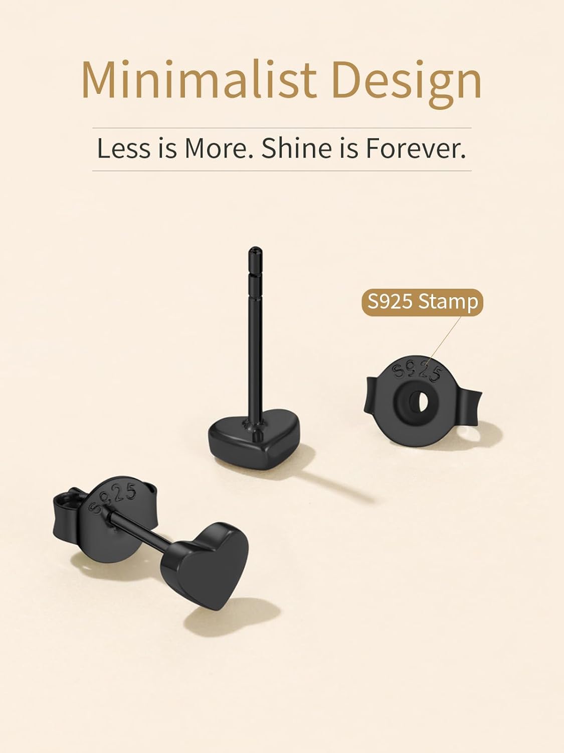 FindChic Hypoallergenic Sterling Silver Small Bar/Heart/Dot/Triangle/Butterfly/Lightning Studs Earrings Minimalist Geometric Jewelry Valentine Gifts for Women Men Girls, with Gift Box - Image 6