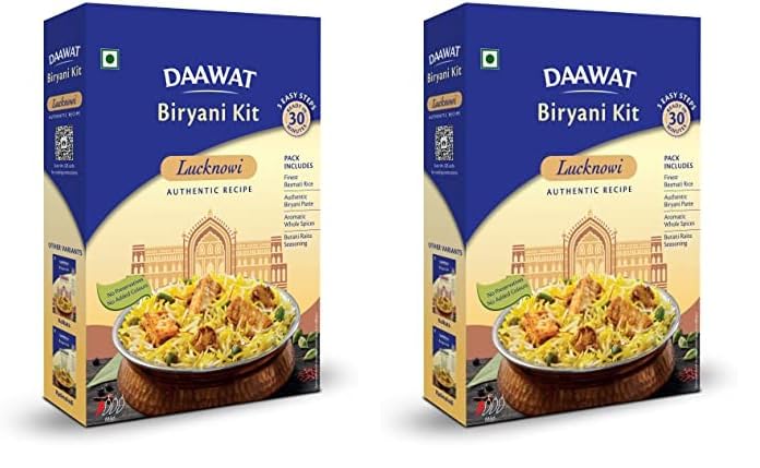 Image of Daawat Biryani Kit Lucknowi | Authentic Recipe | Ready in 30 min | Ready to Cook | 334 gm (Pack of 2)