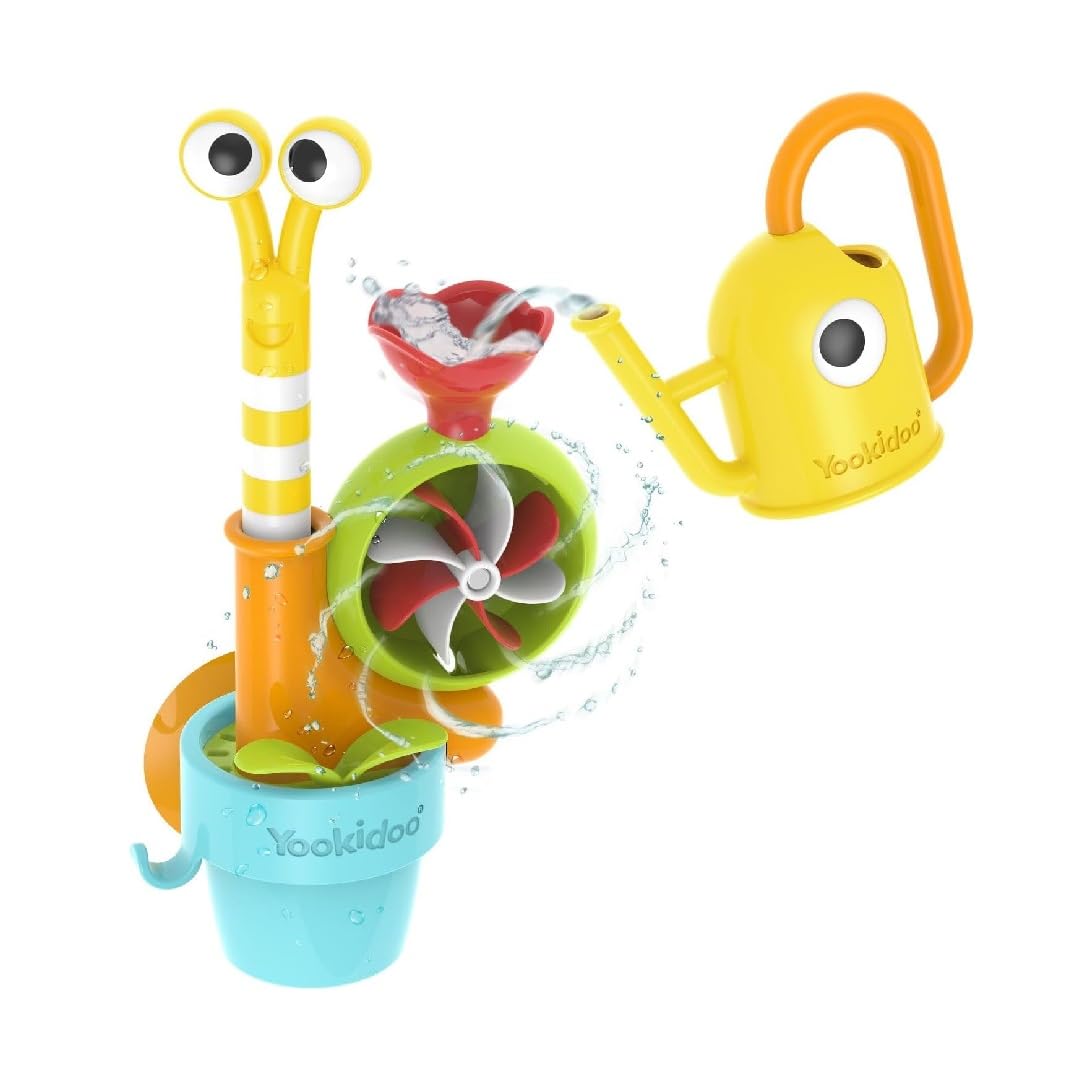 Water Snail – Baby Bath Toy Garden Theme – Bath and Shower Game – Watering Can, Snail, Flowers, Water Mill – Baby Gift from 18 Months, Small