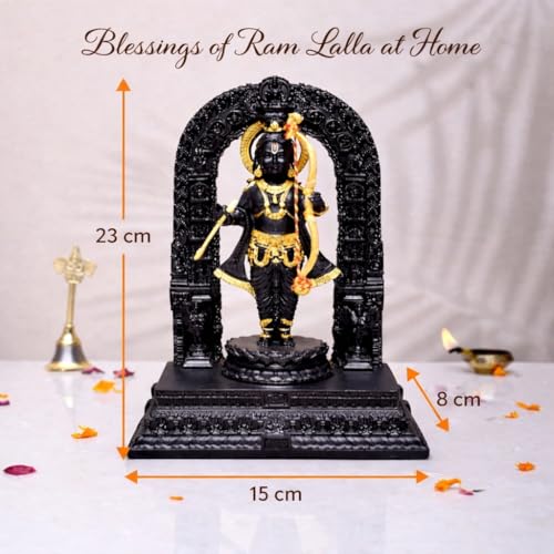 Image of ARMONIA Premium Lord Ram Lalla Ayodhya Idol 9 Inch for Home Decor | Black Ram Lalla Murti Showpiece for Temple, Pooja Room & Mandir | Polystone Lord Ram Statue Gift Item for Housewarming, Diwali