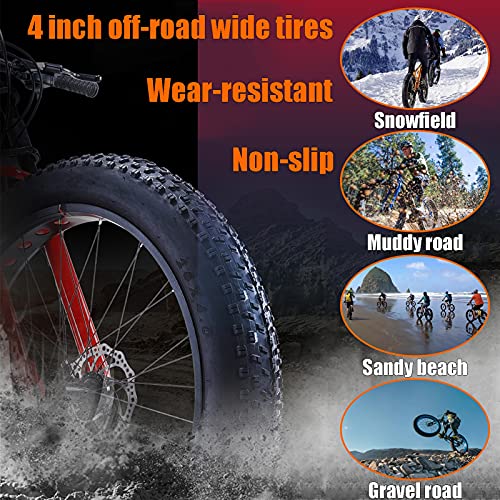 Nenagge Fat Tire Mountain Bikes For Men Full Suspension 26 Inch, High Carbon Steel 21/27/30 Speed Mountain Bicycle, Adult Mtb For Beach Snow, Dual Disc Brake,Black,21 Speeds #TOP2