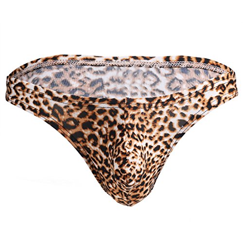 Iefiel Men's Lingerie Leopard Print Bikini Briefs Underwear Leopard Large (Waist:28.0-41.0") #TOP1