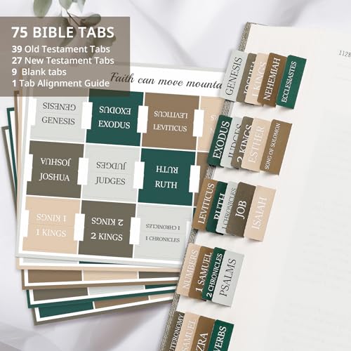 Image of Taja Bible Tabs, 75 Large Print Index Tabs for Women & Men