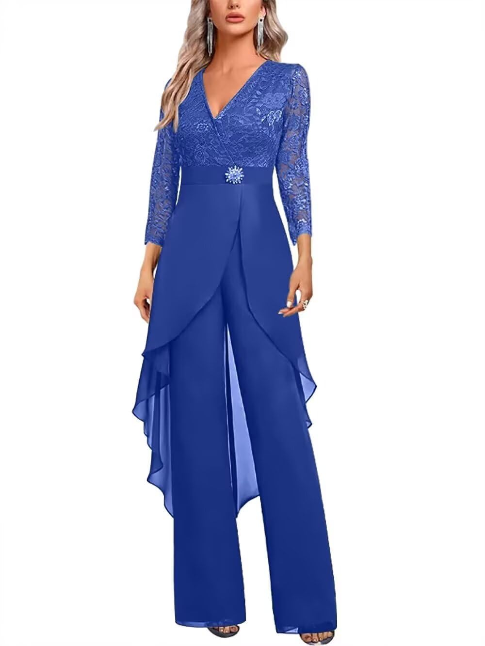 2 Pieces Mother of The Bride Pant Suits for Women Dressy Lace Plus Size Grandmother of The Bride