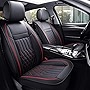 Aierxuan 5pcs Car Seat Covers Full Set with Waterproof Leather,Airbag Compatible Automotive Vehicle Cushion Cover Universal fit for Most Cars (Black and red)