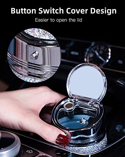 Thikpo Stylish Diamond Car Ashtray With Lid,Detachable Stainless Steel - Portable Mini Trash Can For Vehicle Outdoor Home Use, White Diamond - Fashionable, Durable, Fire-Resistant, Easy To Clean. #TOP2