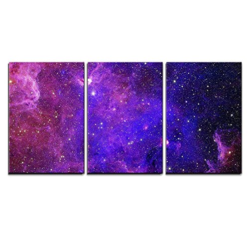 wall26 - 3 Piece Canvas Wall Art - Galaxy Stars. Abstract Space Background. Elements of This Image Furnished by NASA - Modern Home Art Stretched and Framed Ready to Hang - 16
