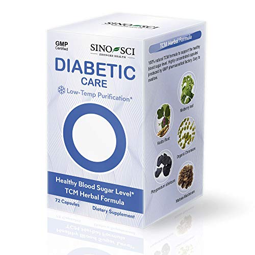 Sino-Sci Diabetic Care - Blood Sugar Support Supplements, for Blood Sugar Control and Cardiovascular Health, 100% Herbs (Non-GMO), 72 Counts