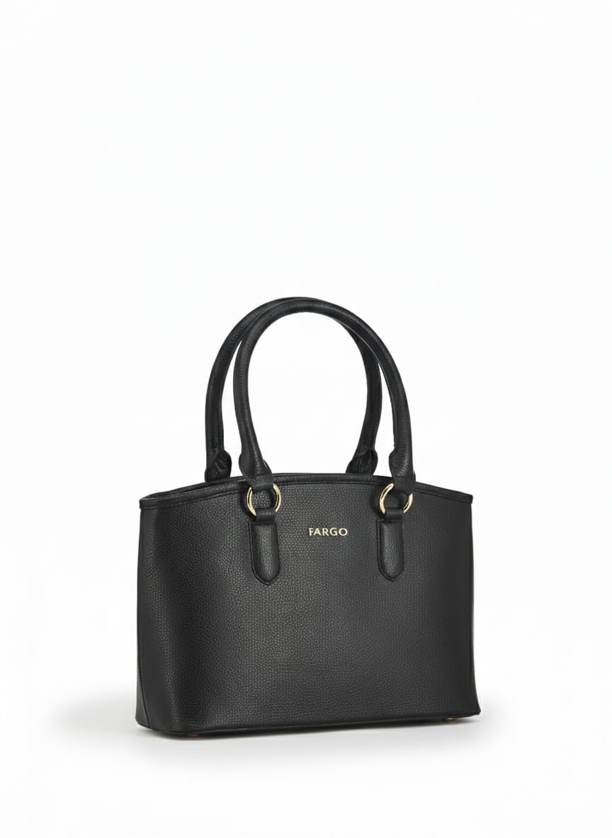 Fargo Valiant Handbag for Women | Premium Vegan Leather with RFID Pockets, YKK Zip Closure, Stylish Everyday Office & Casual Bag | Functional, Elegant & Made in India (Black)