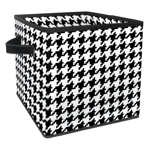 Boîte de rangement pliable pied-de-poule avec poignées pour optimiser vos placards - 2