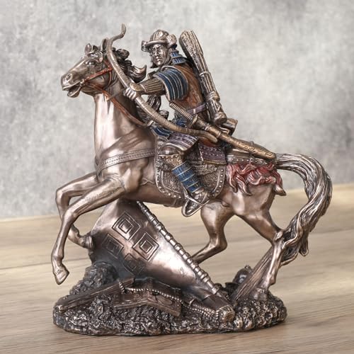 Estatua de samurái japonés con acabado bronce 6.1 pulg miniatura 2