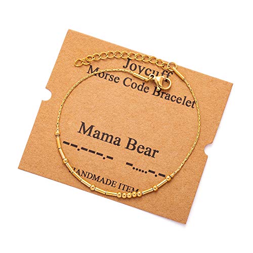 Image of JoycuFF Inspirational Morse Code Bracelets for Women Silver Beads Jewelry Encouragement Mantra Gifts for Her