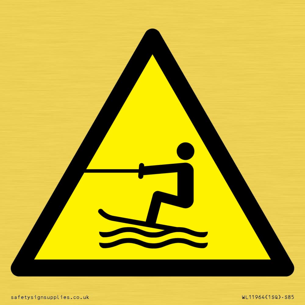 W045 Warning: Towed water activity area Sign - 85x85mm - S85