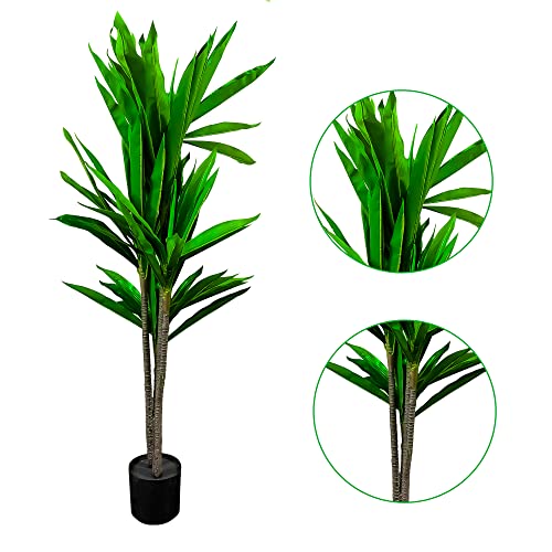 Image of Kayra Decor 4.5 Feet Silk Corn Plant - Tall Artificial Plant for Home Decor with Pot (Black)