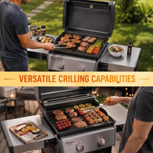 Image of Cast Iron Grill Grate Kit for Weber Spirit 200 Series (2016+) Gas Grills | Heavy-Duty Cast Iron For Even Searing. Unique Under-Grate Storage Saves Cart Space. Easy Clean.