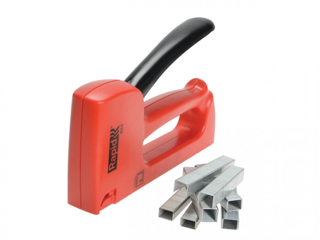 Rapid Red Light Duty Manual Staple Gun R53 With 1068 No.53 Staples Included, Upholstery Tacker With Ergonomic Handle And All-Steel Interior Wear Parts, Made In Sweden (20443852),