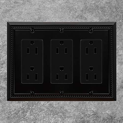 Image of Henne Bery Sunken Pearls Heavy Duty Decorative Wall Plate Switch Plate Outlet Cover (Triple Decorator, Matte Black)