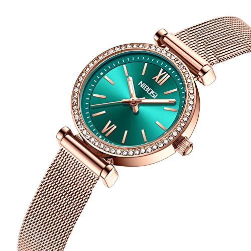 NIBOSI-Womens-Watches-Analog-Rose-Gold-Dial-Watches-for-WomenLadiesGirls-Stylish-Diamond-Wrist-Watch-with-Mesh-Band-Gift