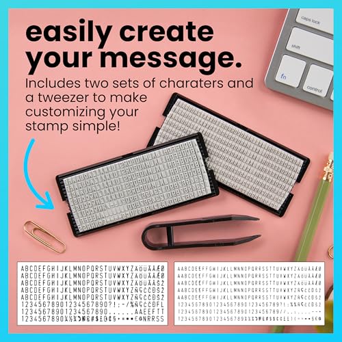 ExcelMark Self-Inking DIY Custom Rubber Stamp Kit - Personalized Stamper for Business or Home - Address Stamp, Message Stamp, and More (Purple)