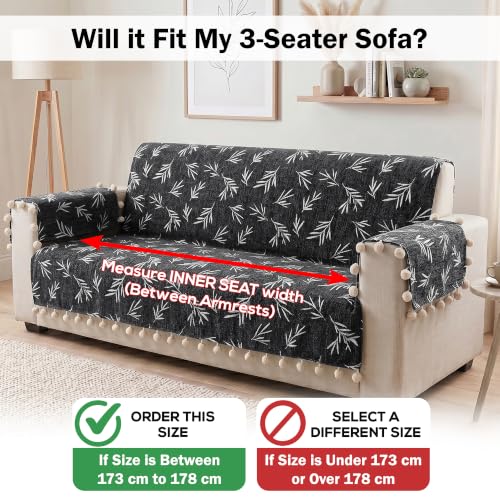 Image of Story@Home Chenille Sofa Cover 3 Seater Fully Covered with Back Covers (152x178Cm) & Arm Rest Covers | Anti Slip Sofa Mat for 1 /2 /3 Seater & L Shape Sofa Cover - Slate & Snow