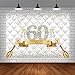 SENDY 7x5ft Happy 60th Birthday Backdrop Gold Silver Glitter Photo Background Champagne Fabulous 60th Birthday Party Decorations Glitter Diamond Fifty Years Old Photo Banner Studio Props