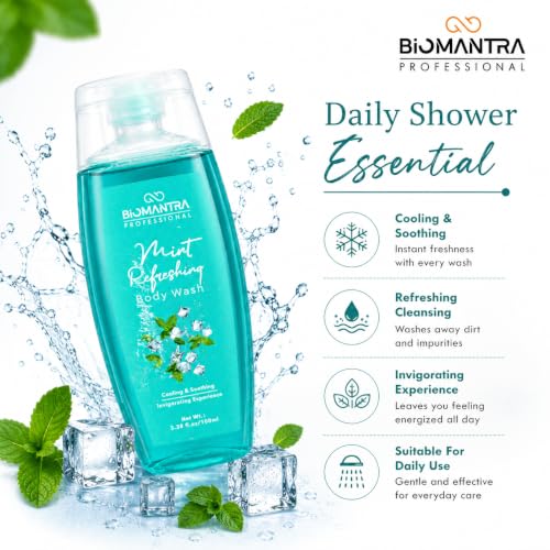 Image of Professional Mint Refreshing Body Wash | Cooling & Soothing Formula | Cleanses, Hydrates & Refreshes Skin | Mint Extract & Sweet Almond Oil | Daily Use Body Cleanser | 100ml