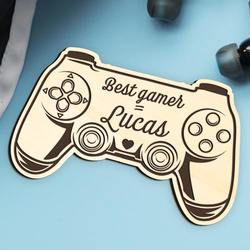 Hidoo Creations - Magnet manette personnalisé en bois, texte personnalisable, best gamer, manette de console, gamer, gaming, idée cadeau unique jeux vidéos, aimant