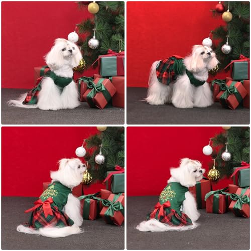 Image of CuteBone Dog Mesh Dress Christmas Puppy Sundress Pet Outfit Summer Fashion for Small Dogs Girl Cat Clothes
