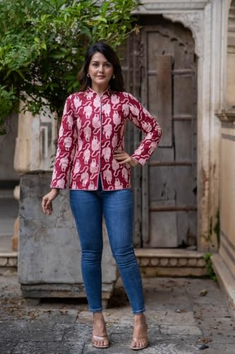 Image of Reversible Jacket for Women | Double Sided Quilted Jacket | Reversible Winter Jacket for Women | Stylish Ethnic Printed Jacket | Warm & Comfortable Casual Outerwear