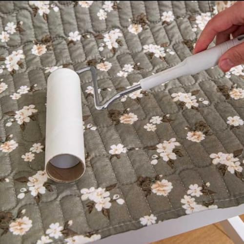 Image of HOMETHREADS Floral Quilted Cotton Chair Cover - Soft, Comfortable Dining Chair Seat Protector with Non-Slip Backing & Strong Elastic Strap for Snug Fit(Green White, Pack of 6)