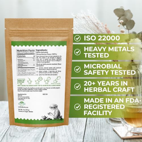 Image of 4 oz. Chrysanthemum Flower Herbal Tea (Chrysanthemum Morifolium) - 113g Dried Chrysanthemum Petals Herb Te De Crisantemo