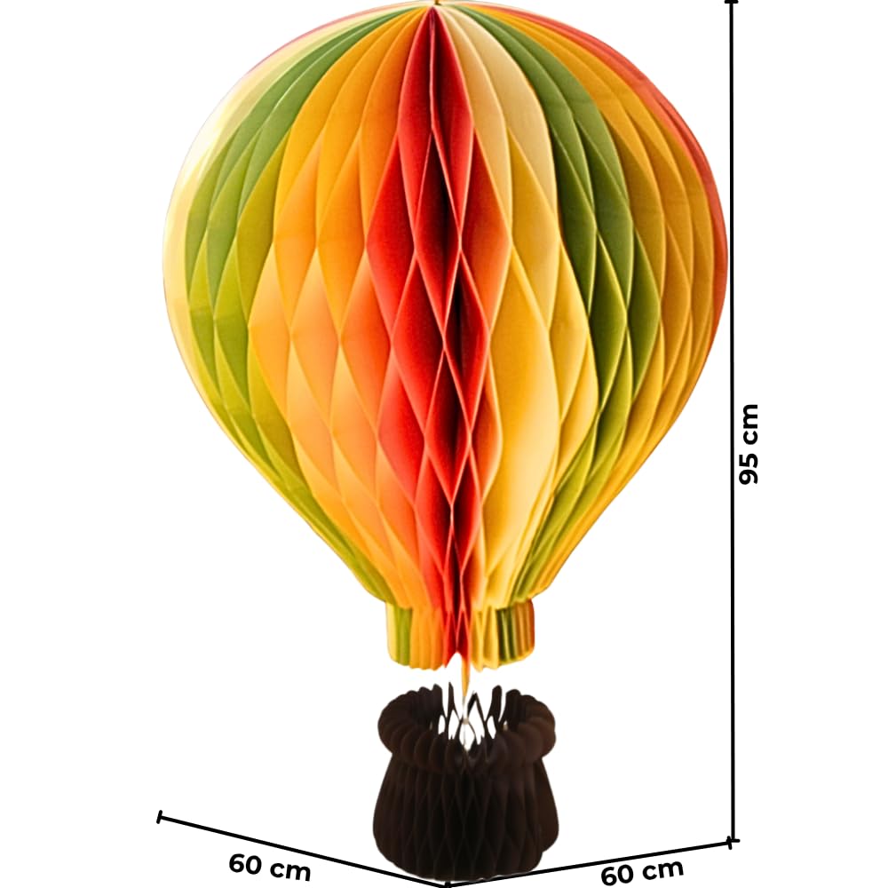 XXXL Mega balon dekoracyjny, balon papierowy, zawieszka balon na gorące powietrze, Honeycomb, dekoracja na okno wystawowe, dekoracja hotelowa recepcji, balon na gorące powietrze z koszem w kolorze